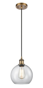 Athens - 1 Light - 8 inch - Brushed Brass - Cord hung - Mini Pendant (516-1P-BB-G122-8-LED) Athens - 1 Light - 8 inch - Brushed Brass - Cord hung - Mini Pendant (516-1P-BB-G122-8-LED)