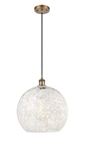 White Mouchette - 1 Light - 14 inch - Brushed Brass - Cord Hung - Pendant (516-1P-BB-G1216-14WM)