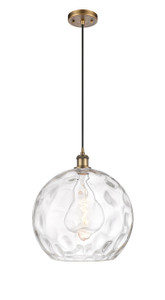 Athens Water Glass - 1 Light - 13 inch - Brushed Brass - Cord hung - Pendant (516-1P-BB-G1215-14)