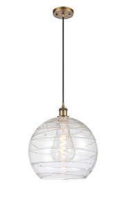 Athens Deco Swirl - 1 Light - 14 inch - Brushed Brass - Cord hung - Pendant (516-1P-BB-G1213-14-LED)
