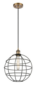 Lake Placid - 1 Light - 12 inch - Brushed Brass - Mini Pendant (516-1P-BB-CE-12-BK)