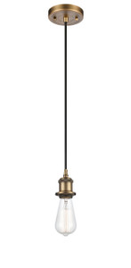Bare Bulb - 1 Light - 5 inch - Brushed Brass - Cord hung - Mini Pendant (516-1P-BB-LED)