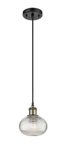 Ithaca - 1 Light - 6 inch - Black Antique Brass - Cord hung - Mini Pendant (516-1P-BAB-G555-6CL)
