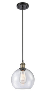 Athens - 1 Light - 8 inch - Black Antique Brass - Cord hung - Mini Pendant (516-1P-BAB-G124-8-LED)