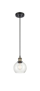 Athens - 1 Light - 6 inch - Black Antique Brass - Cord hung - Mini Pendant (516-1P-BAB-G124-6-LED)