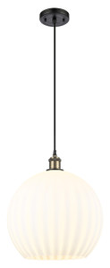 White Venetian - 1 Light - 14 inch - Black Antique Brass - Cord Hung - Pendant (516-1P-BAB-G1217-14WV)