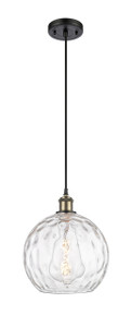Athens Water Glass - 1 Light - 10 inch - Black Antique Brass - Cord hung - Mini Pendant (516-1P-BAB-G1215-10-LED)