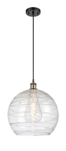 Athens Deco Swirl - 1 Light - 14 inch - Black Antique Brass - Cord hung - Pendant (516-1P-BAB-G1213-14-LED)