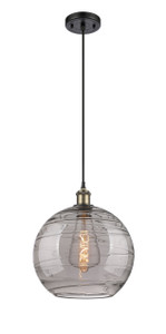 Athens Deco Swirl - 1 Light - 12 inch - Black Antique Brass - Cord hung - Mini Pendant (516-1P-BAB-G1213-12SM)
