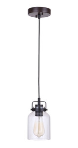 Foxwood 1 Light Mini Pendant in Flat Black/Dark Teak (53691-FBDT)