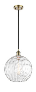 Athens Water Glass - 1 Light - 12 inch - Antique Brass - Cord hung - Mini Pendant (516-1P-AB-G1215-12-LED)