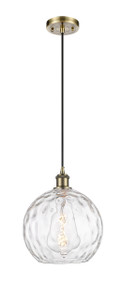 Athens Water Glass - 1 Light - 10 inch - Antique Brass - Cord hung - Mini Pendant (516-1P-AB-G1215-10-LED)