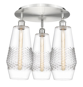 Windham - 3 Light - 19 inch - Satin Nickel - Flush Mount (516-3C-SN-G682-7)