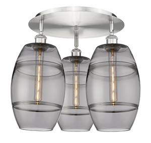 Vaz - 3 Light - 20 inch - Satin Nickel - Flush Mount (516-3C-SN-G557-8SM)
