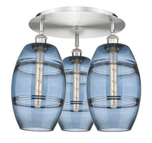 Vaz - 3 Light - 20 inch - Satin Nickel - Flush Mount (516-3C-SN-G557-8BL)