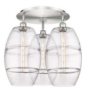 Vaz - 3 Light - 22 inch - Satin Nickel - Flush Mount (516-3C-SN-G557-10CL)