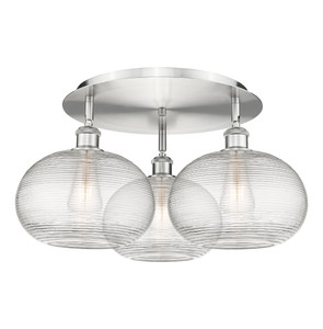 Ithaca - 3 Light - 22 inch - Satin Nickel - Flush Mount (516-3C-SN-G555-10CL)