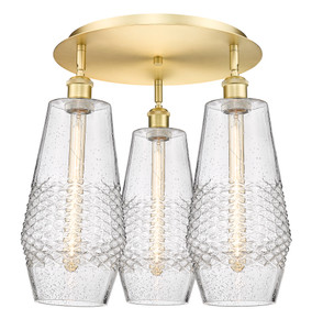 Windham - 3 Light - 19 inch - Satin Gold - Flush Mount (516-3C-SG-G684-7)