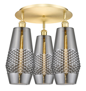 Windham - 3 Light - 19 inch - Satin Gold - Flush Mount (516-3C-SG-G683-7)