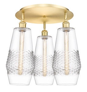 Windham - 3 Light - 19 inch - Satin Gold - Flush Mount (516-3C-SG-G682-7)