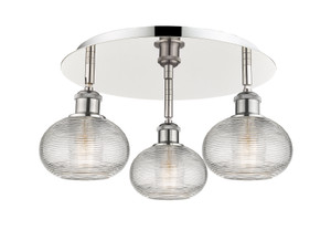 Ithaca - 3 Light - 18 inch - Polished Nickel - Flush Mount (516-3C-PN-G555-6CL)