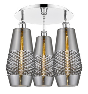Windham - 3 Light - 19 inch - Polished Chrome - Flush Mount (516-3C-PC-G683-7)
