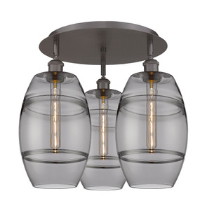 Vaz - 3 Light - 20 inch - Oil Rubbed Bronze - Flush Mount (516-3C-OB-G557-8SM)