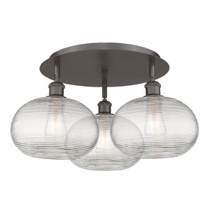 Ithaca - 3 Light - 22 inch - Oil Rubbed Bronze - Flush Mount (516-3C-OB-G555-10CL)