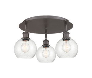 Athens - 3 Light - 18 inch - Oil Rubbed Bronze - Flush Mount (516-3C-OB-G124-6)