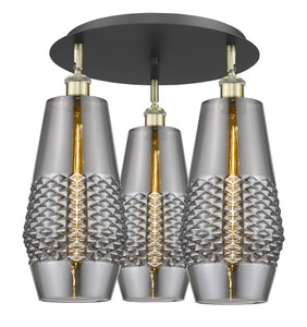 Windham - 3 Light - 19 inch - Black Antique Brass - Flush Mount (516-3C-BAB-G683-7)