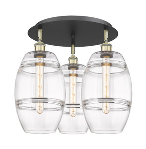 Vaz - 3 Light - 20 inch - Black Antique Brass - Flush Mount (516-3C-BAB-G557-8CL)