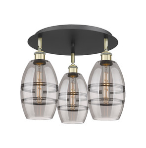 Vaz - 3 Light - 18 inch - Black Antique Brass - Flush Mount (516-3C-BAB-G557-6SM)
