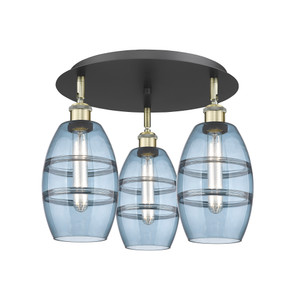 Vaz - 3 Light - 18 inch - Black Antique Brass - Flush Mount (516-3C-BAB-G557-6BL)