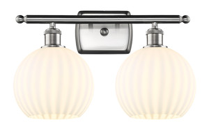 White Venetian - 2 Light - 18 inch - Brushed Satin Nickel - Bath Vanity Light (516-2W-SN-G1217-8WV)