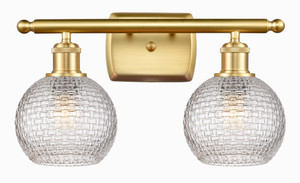 Athens - 2 Light - 16 inch - Satin Gold - Bath Vanity Light (516-2W-SG-G122C-6CL)