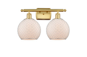 Farmhouse Chicken Wire - 2 Light - 18 inch - Satin Gold - Bath Vanity Light (516-2W-SG-G121-8CSN-LED)