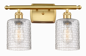 Cobbleskill - 2 Light - 15 inch - Satin Gold - Bath Vanity Light (516-2W-SG-G112C-5CL)