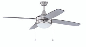Phaze Energy Star 4 52" 4-Blade Ceiling Fan in Brushed Polished Nickel w/ Brushed Nickel/Greywood Blades; Integrated Light Kit (EPHA52BNK4-BNGW)