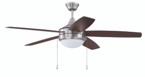 Phaze Energy Star 5 52" 5-Blade Ceiling Fan in Brushed Polished Nickel w/ Walnut/Dark Oak Blades; Integrated Light Kit (EPHA52BNK5)