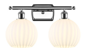 White Venetian - 2 Light - 18 inch - Polished Chrome - Bath Vanity Light (516-2W-PC-G1217-8WV)