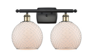 Farmhouse Chicken Wire - 2 Light - 18 inch - Black Antique Brass - Bath Vanity Light (516-2W-BAB-G121-8CSN)