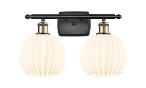 White Venetian - 2 Light - 18 inch - Black Antique Brass - Bath Vanity Light (516-2W-BAB-G1217-8WV)