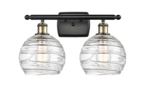 Athens Deco Swirl - 2 Light - 18 inch - Black Antique Brass - Bath Vanity Light (516-2W-BAB-G1213-8-LED)