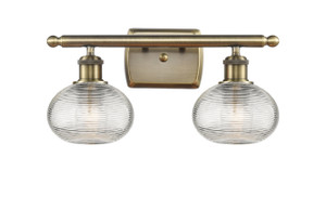 Ithaca - 2 Light - 16 inch - Antique Brass - Bath Vanity Light (516-2W-AB-G555-6CL)