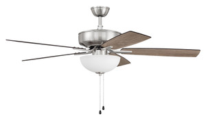 Pro Plus 211 52" 5-Blade Ceiling Fan in Brushed Polished Nickel w/ Driftwood/Grey Walnut Blades; Light Kit Included (optional) (P211BNK5-52DWGWN)