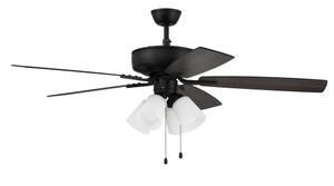 Pro Plus 114 52" 5-Blade Ceiling Fan in Flat Black w/ Flat Black/Grey Wood Blades; Integrated Light Kit (P114FB5-52FBGW)