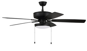 Pro Plus 119 52" 5-Blade Ceiling Fan in Flat Black w/ Flat Black/Greywood Blades; Light Kit Included (optional) (P119FB5-52FBGW)