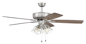 Pro Plus 104 52" 5-Blade Ceiling Fan in Brushed Polished Nickel w/ Driftwood/Grey Walnut Blades; Integrated Light Kit (P104BNK5-52DWGWN) Pro Plus 104 52" 5-Blade Ceiling Fan in Brushed Polished Nickel w/ Driftwood/Grey Walnut Blades; Integrated Light Kit (P104BNK5-52DWGWN)