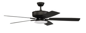 Pro Plus 112 52" 5-Blade Ceiling Fan in Flat Black w/ Flat Black/Grey Wood Blades; Integrated Light Kit (P112FB5-52FBGW)