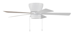 Merit 52" 5-Blade Ceiling Fan in White w/ White/Washed Oak Blades; Integrated Light Kit (MER52W5)